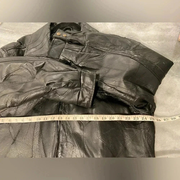 LeWorld Fine Leathers Men’s 100% Black Leather Stitched Patchwork Jacket Size XL - Picture 12 of 12